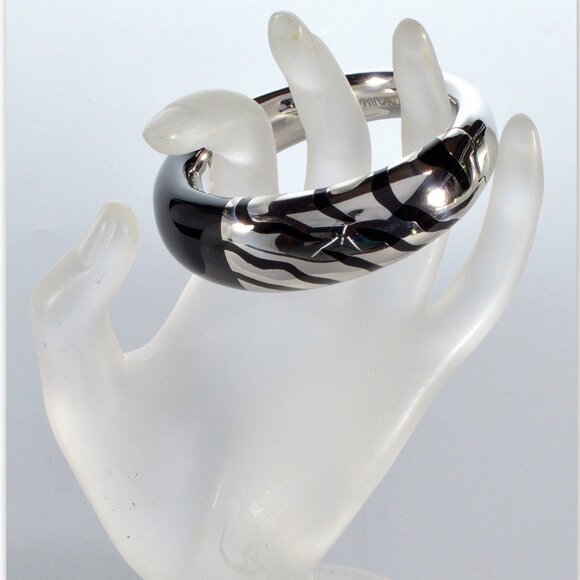 Emporio Armani Zebra Enamel Sterling Bangle Bracelet NWT - Picture 6 of 6